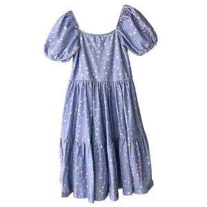 Alice and Ames Juliet Blue Anee Short Puff Sleeve Twirly Floral Dress Sz 8